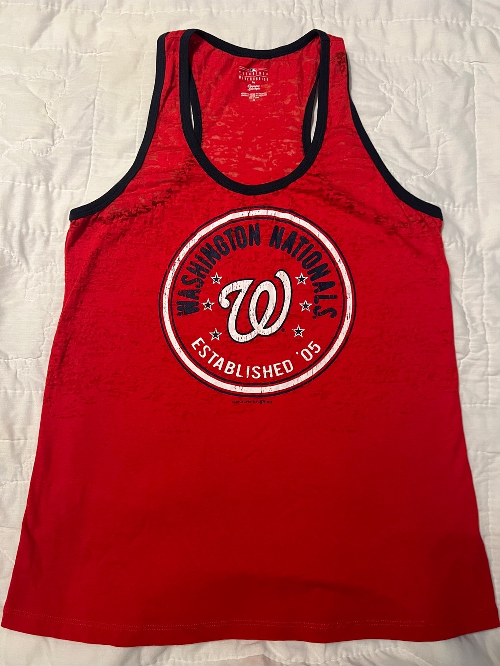 Washington Nationals Red Tank Top with Navy Trim